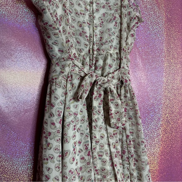 Tripp NYC Daang Goodman Chiffon Lace Tie Back Skull Frilly Layered Sun Dress y2k - Picture 7 of 10